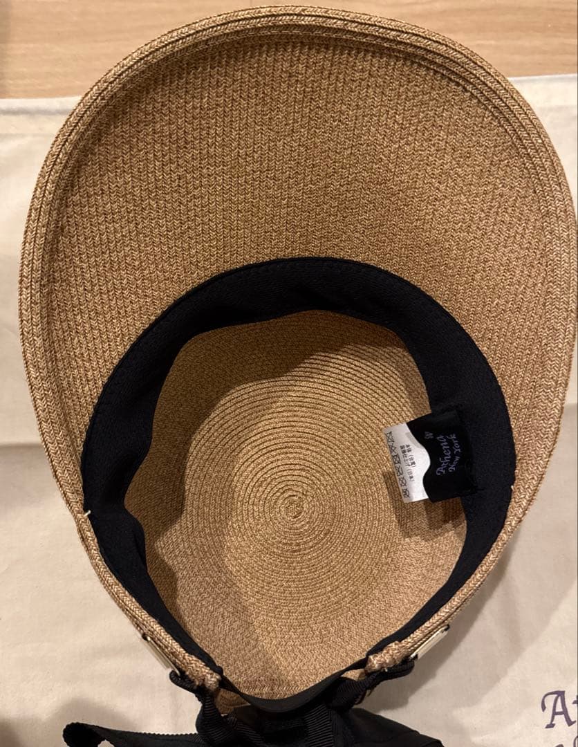 アシーナニューヨーク　ジャネット　麦わら帽子キャップ　黒リボン