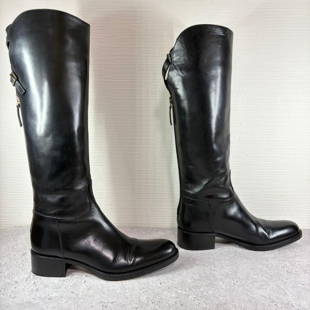 【美品】SARTORE ジョッキーブーツ クロスバック ブラック レザー