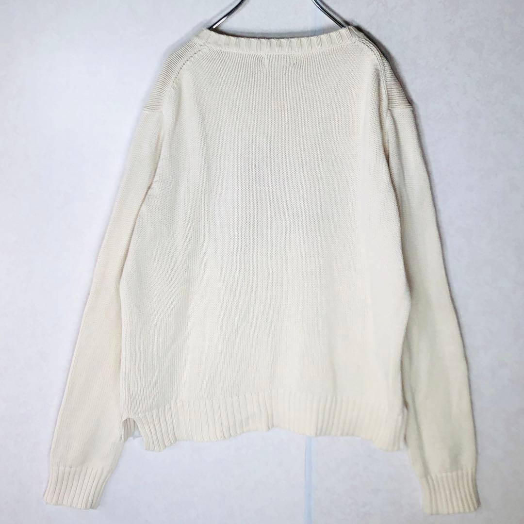 【超大人気】ラルフローレン ポロベア デカロゴ ニット セーター 白 Mサイズ