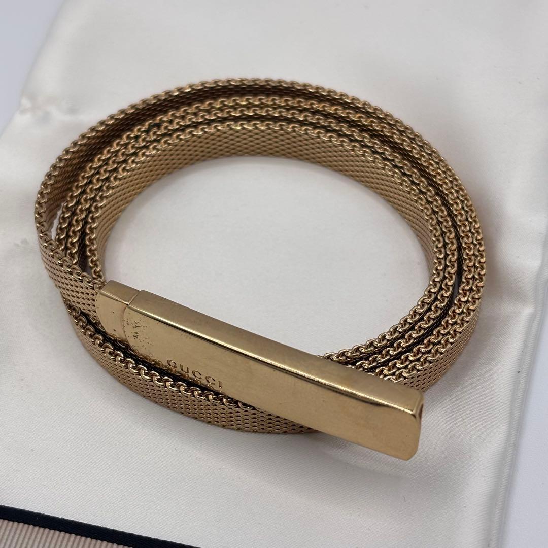 GUCCI☆プレート メッシュベルト メタル ゴールド