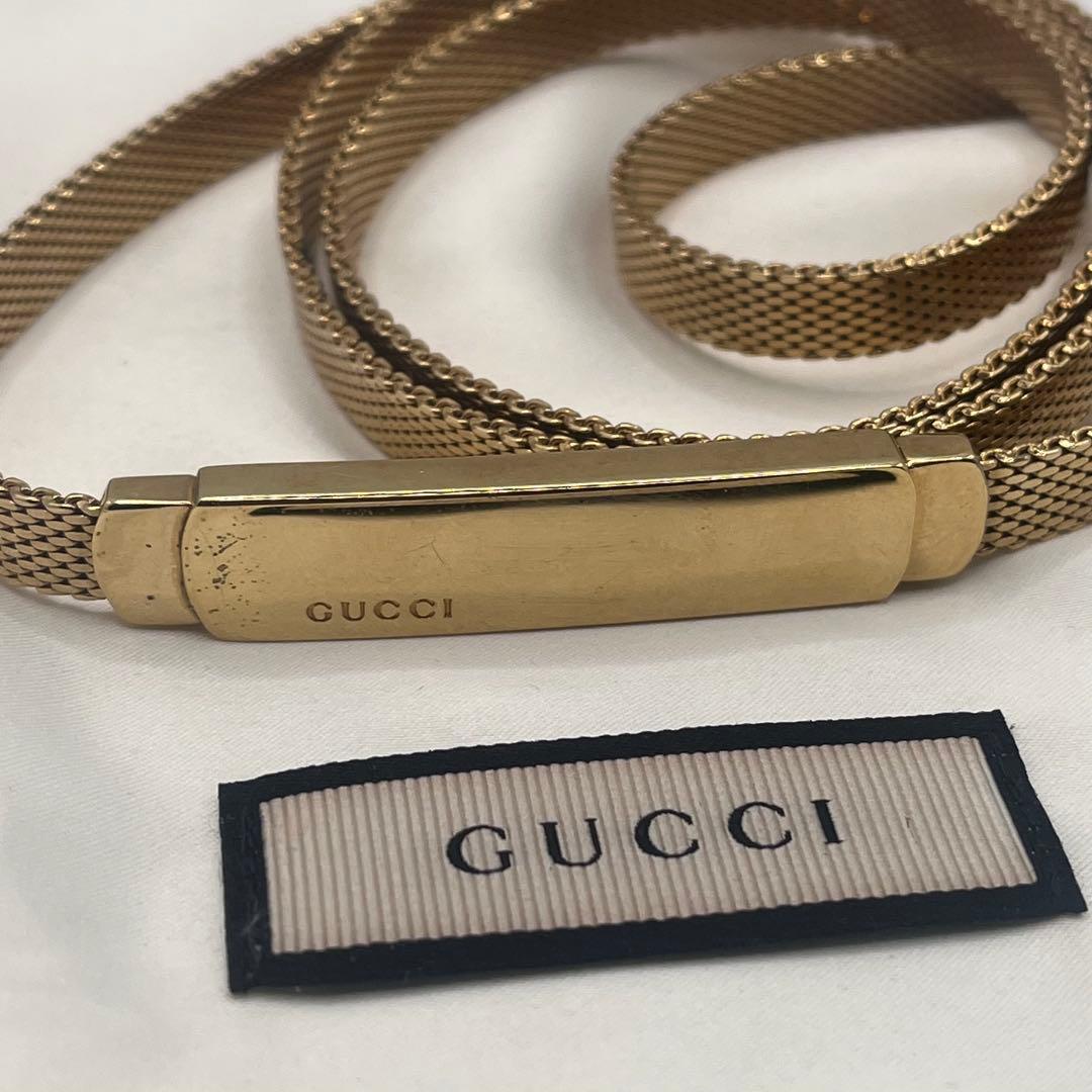 GUCCI☆プレート メッシュベルト メタル ゴールド