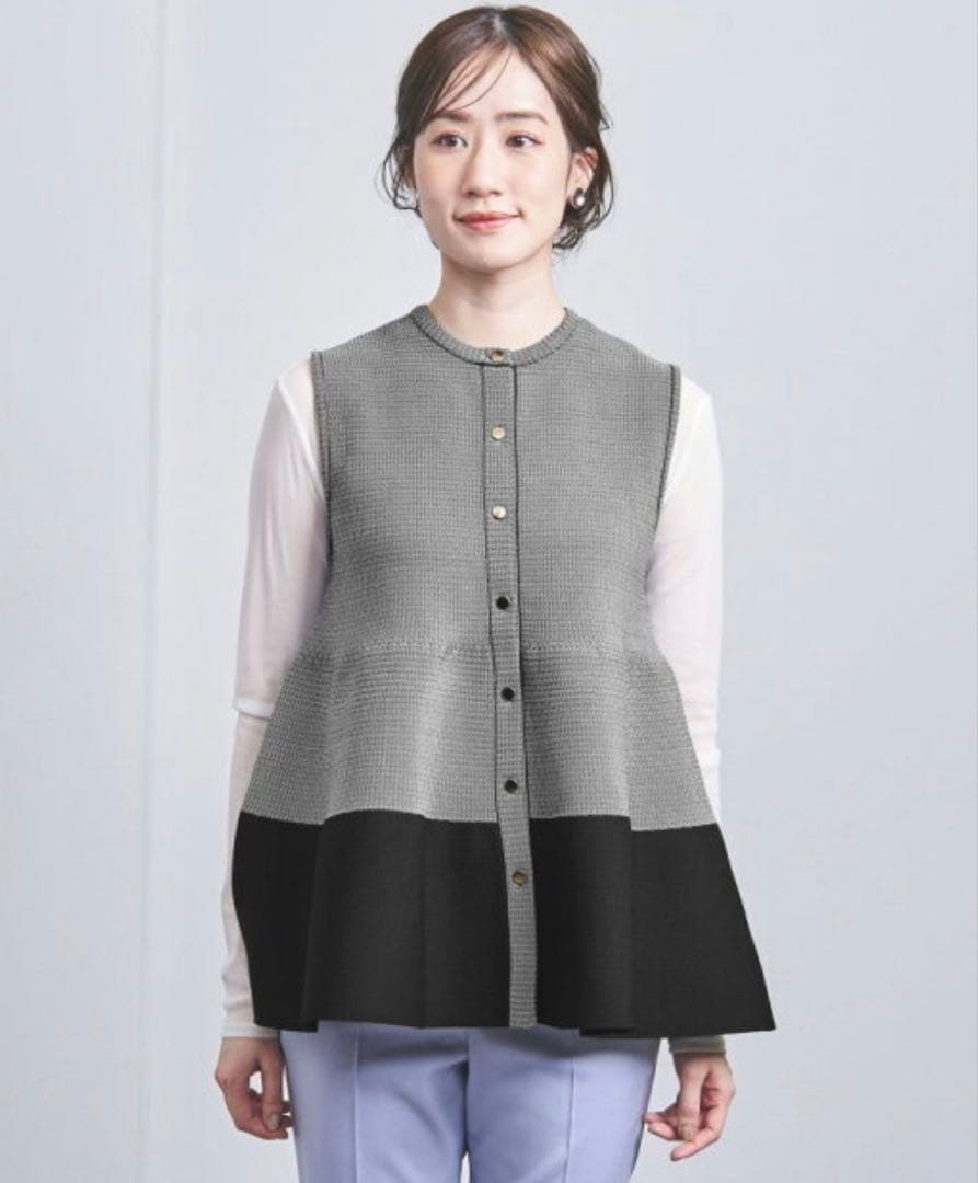 ユナイテッドアローズ　バイカラーティアードベスト　ジレ　バイカラー