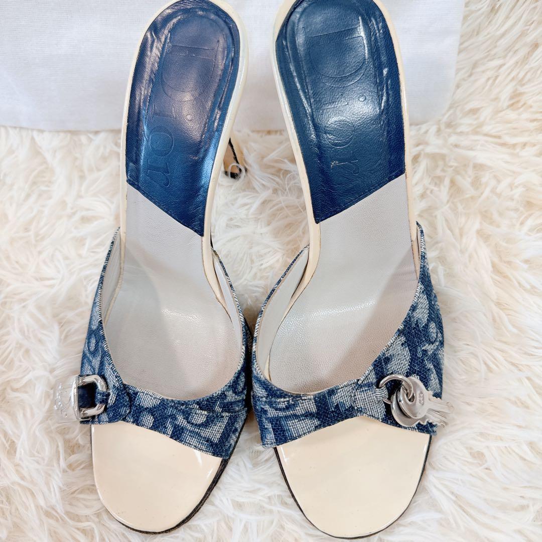 美品 ChristianDior トロッター デニムミュール カデナ 22cm