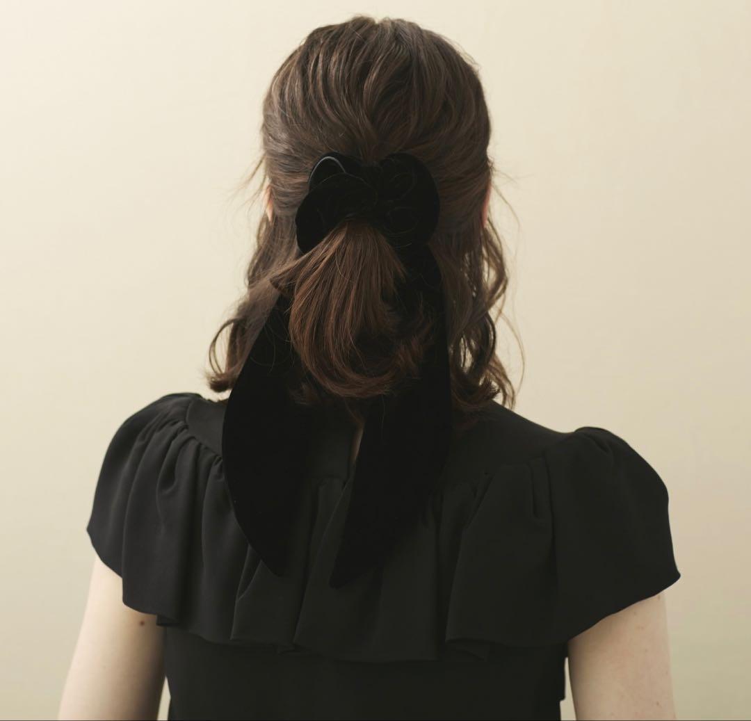 ALEXANDRE DE PARIS ベルベットリボンシュシュ⭐︎ブラック