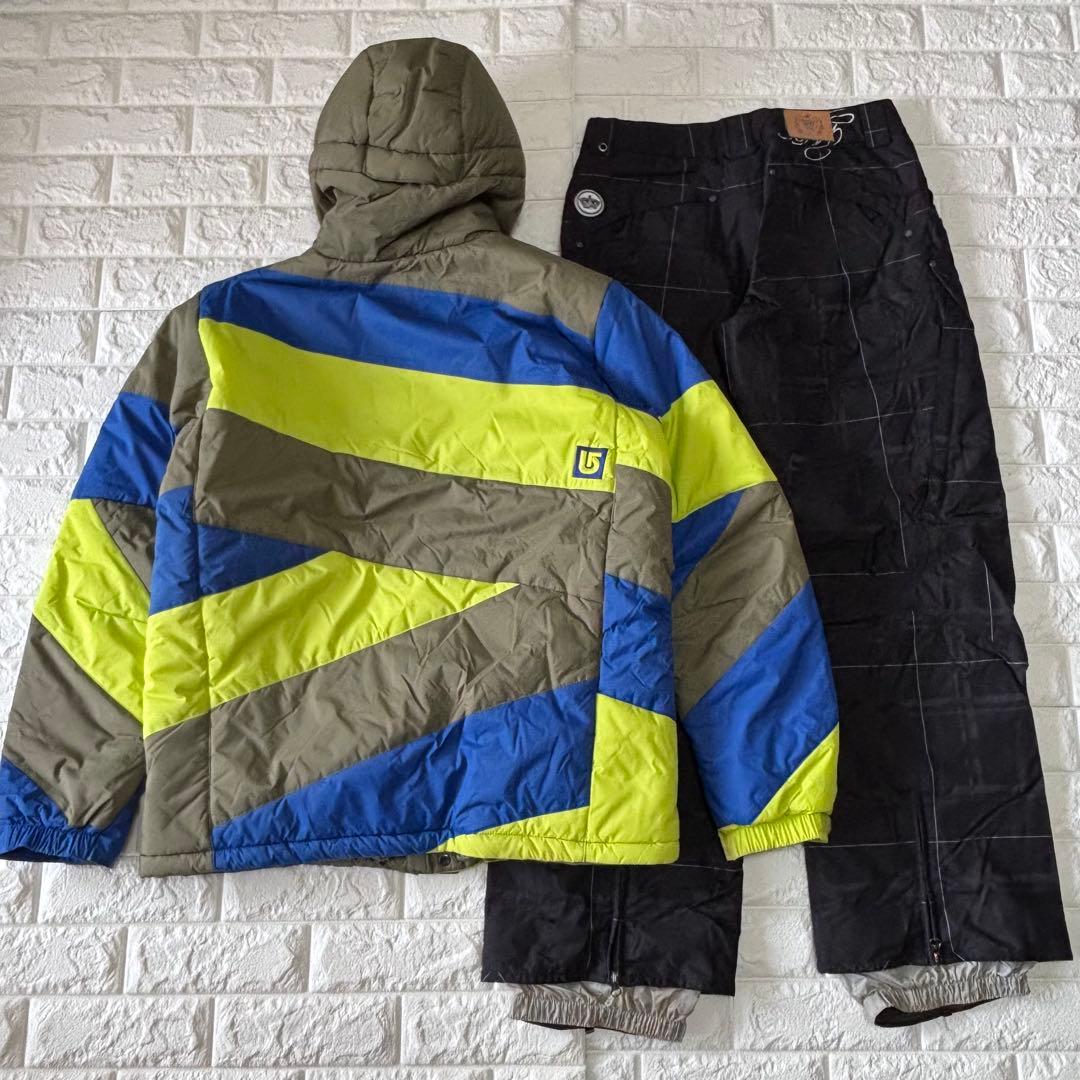 BURTON バートン スノーボードウェア メンズ 上下セット ネオンカラーM