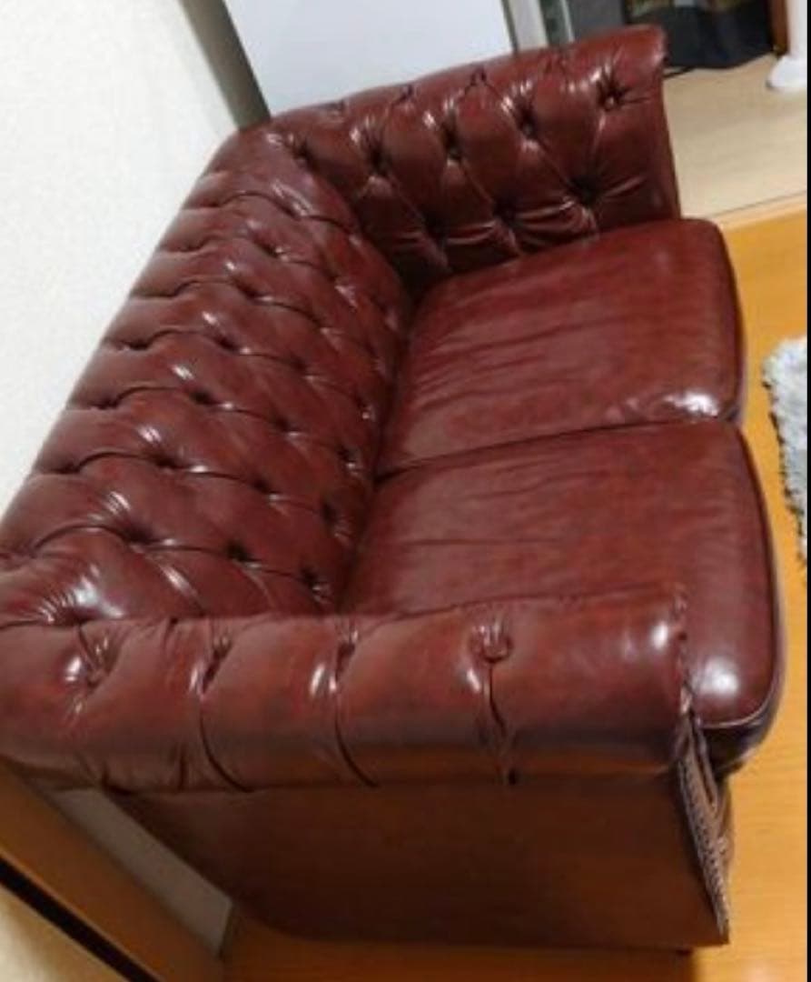 ダークブラウン チェスターフィールドソファ 2人掛け　　定価7万円