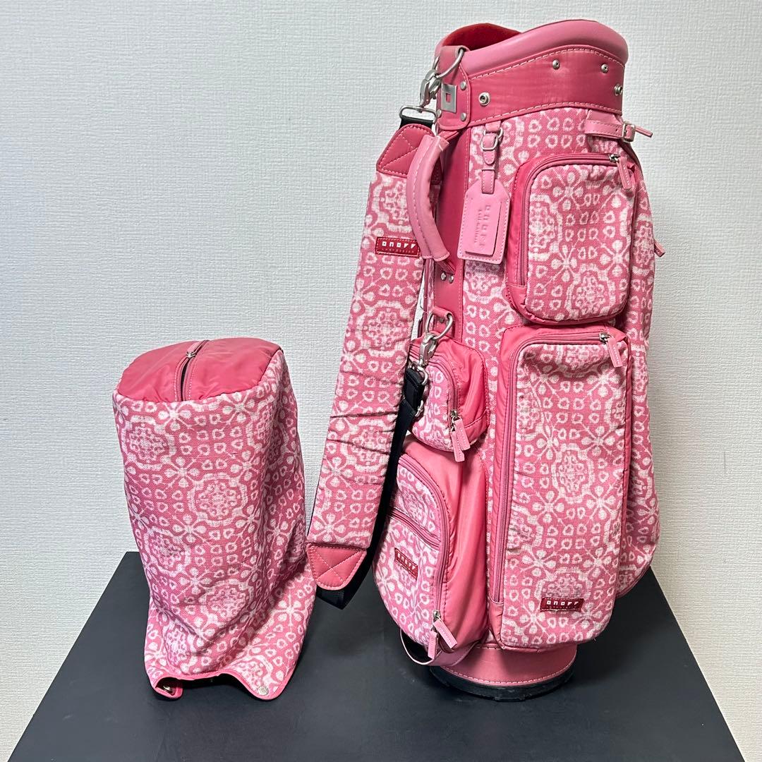 【希少デザイン】ONOFF オノフ キャディバッグ 5分割 総柄 ピンク 9型