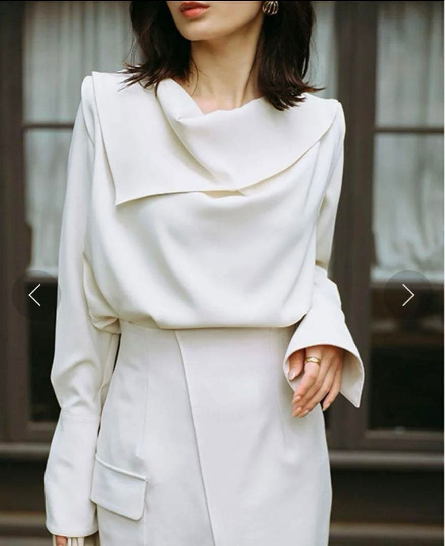 anuans スカーフドレープブラウス