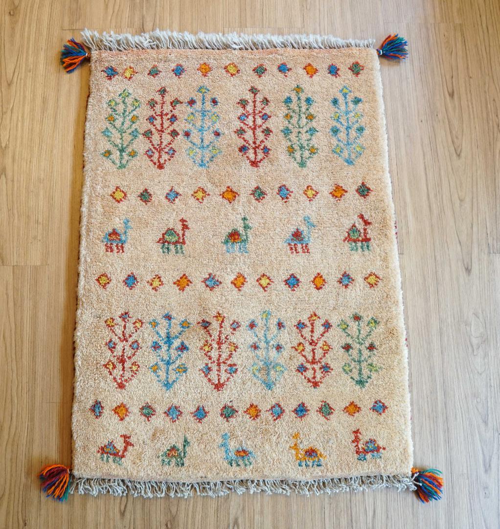 75×54cm ペルシャ絨毯 手織り ギャッベ アマレ族 ギャベ