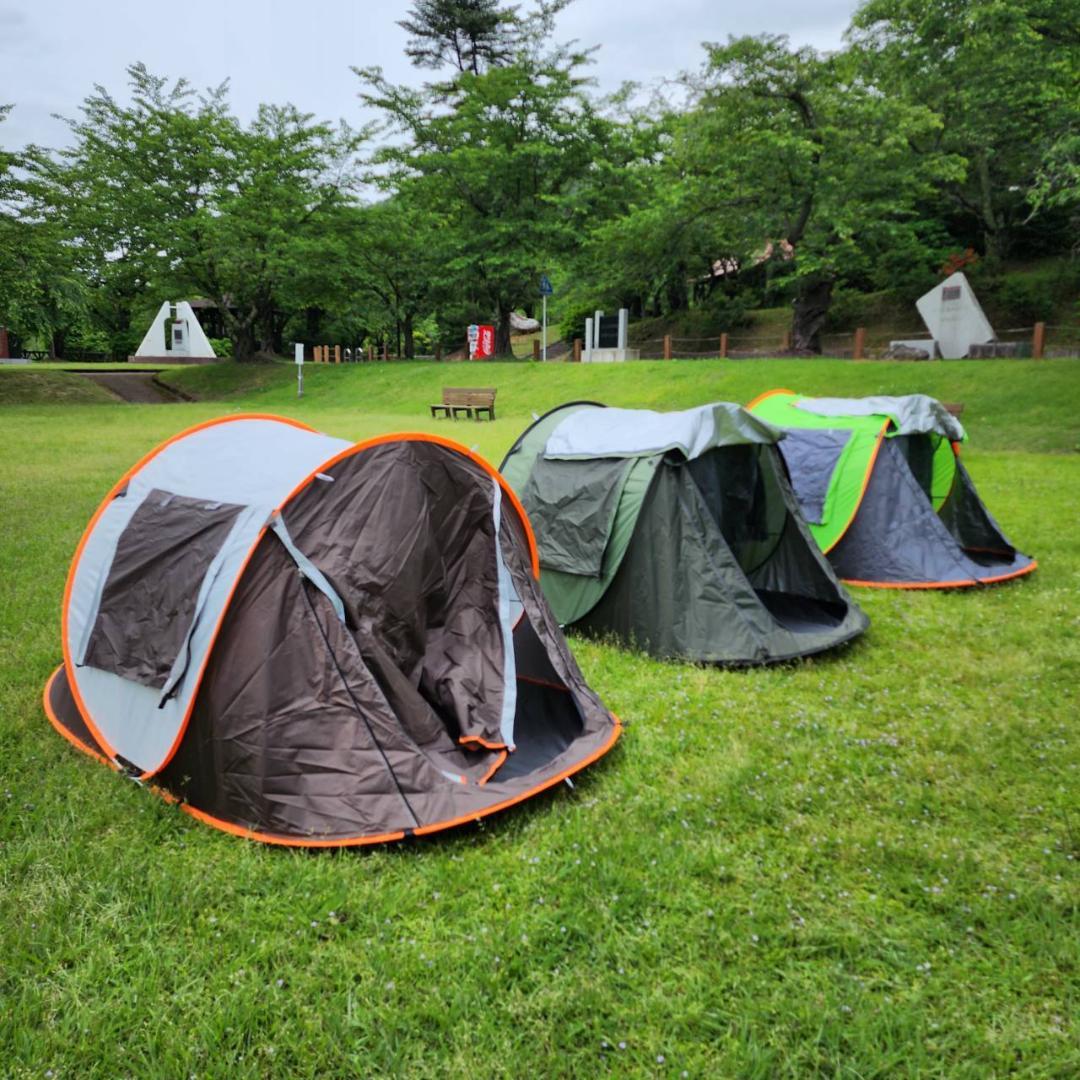 ポップアップテント　アウトドア　キャンプ　1秒開閉　BBQ　グリーン&オレンジ