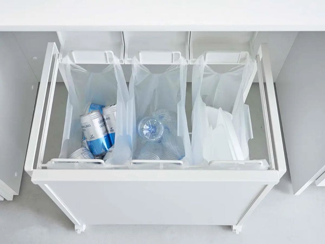 tower 蓋付き目隠し分別ダストワゴン タワー 3分別　ホワイト