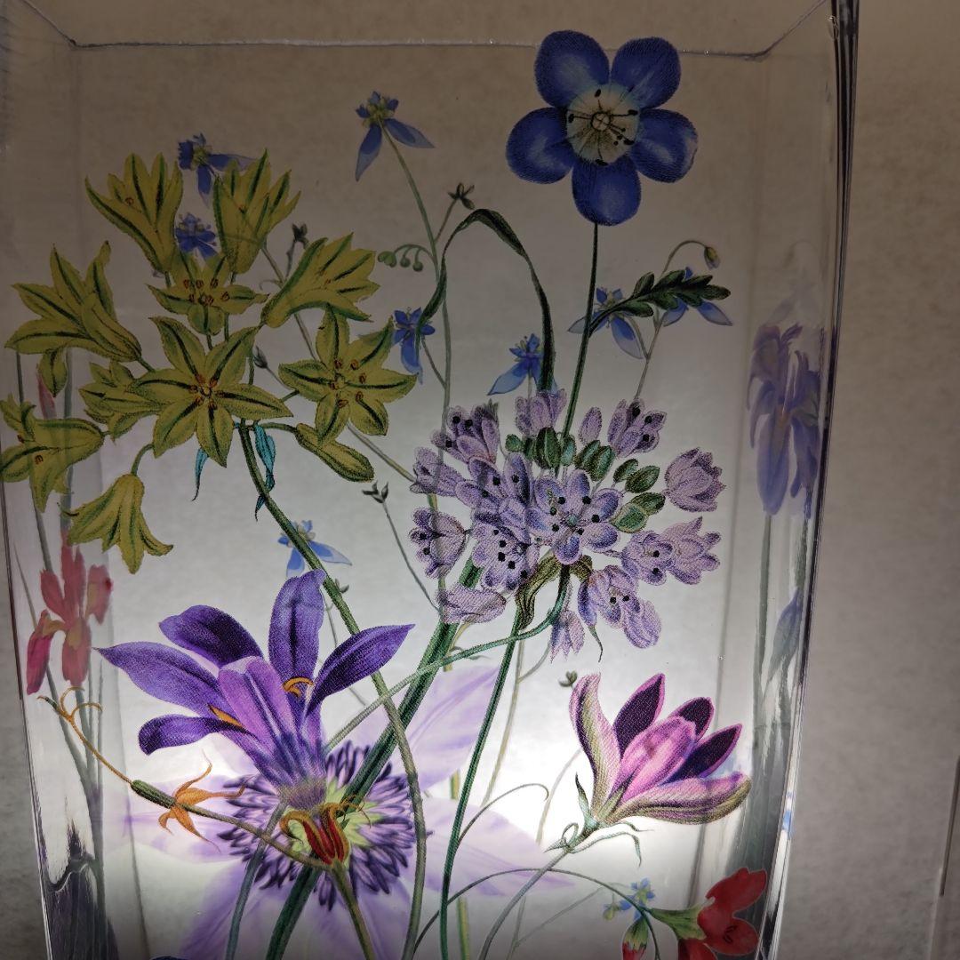 フリンジ ガラスアート 花瓶 フラワーベース 鳥 植物 花 絵画風