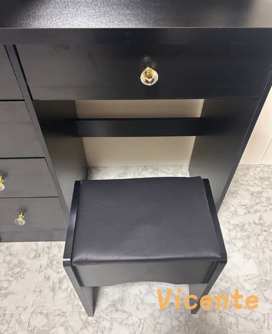 北欧風ドレッサー 円形女優ミラー 引き出し 5 杯 スツール付き 寝室化粧台