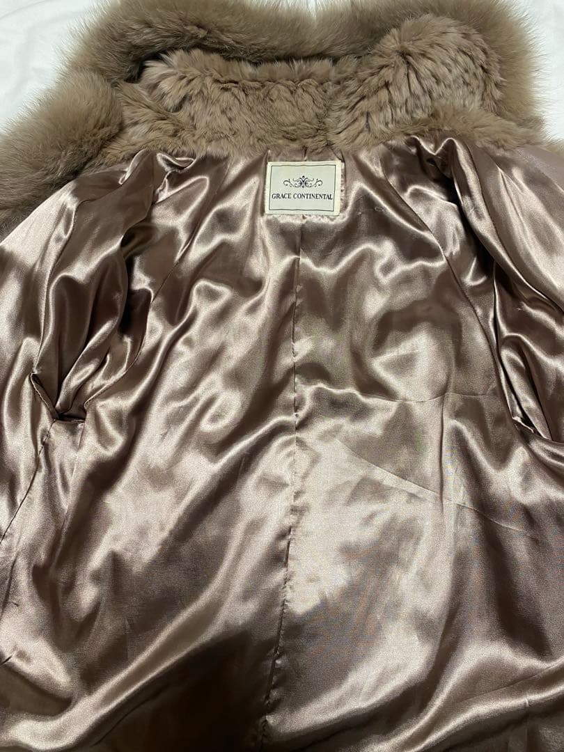 グレースコンチネンタル　ファー　フード　毛皮　コート　フリル袖　ベージュ