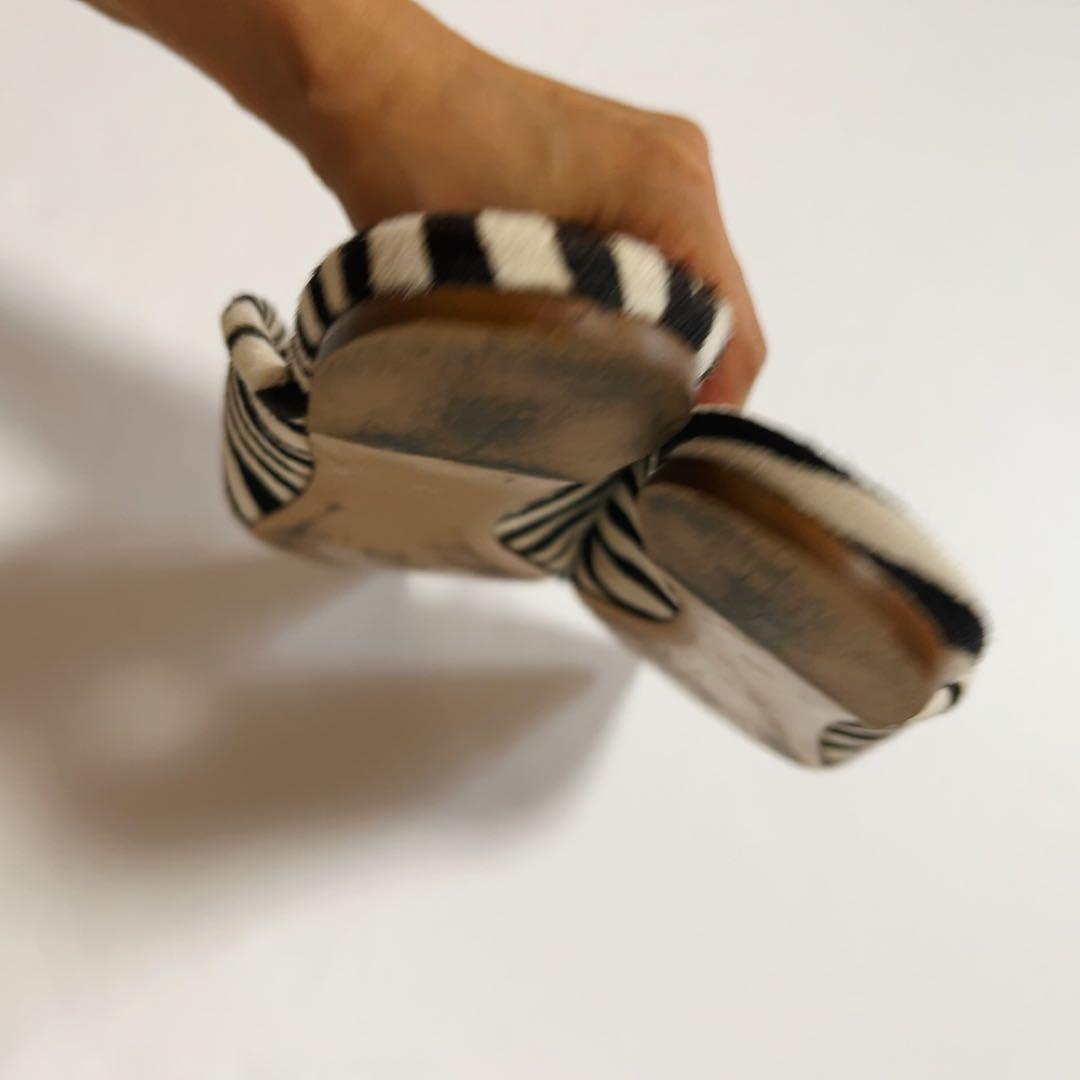 PIPPICHIC Remy リボンミュール スリッパ ゼブラハラコ サイズ38