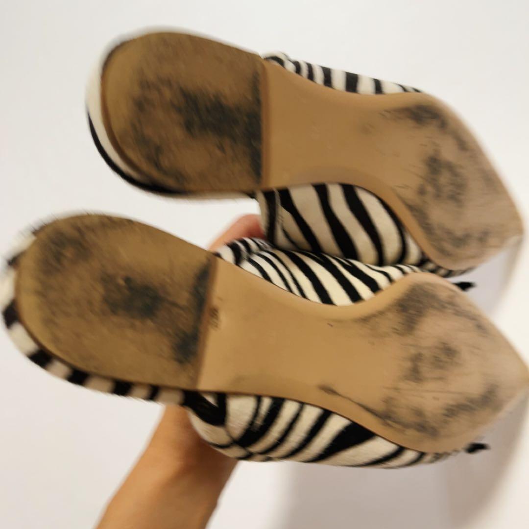 PIPPICHIC Remy リボンミュール スリッパ ゼブラハラコ サイズ38