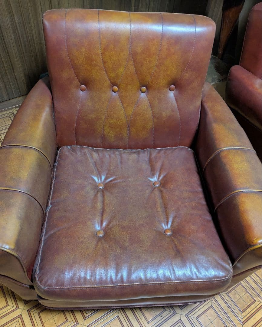 ヴィンテージ　１人掛け　ソファ　革張り【レア】10/4迄出品