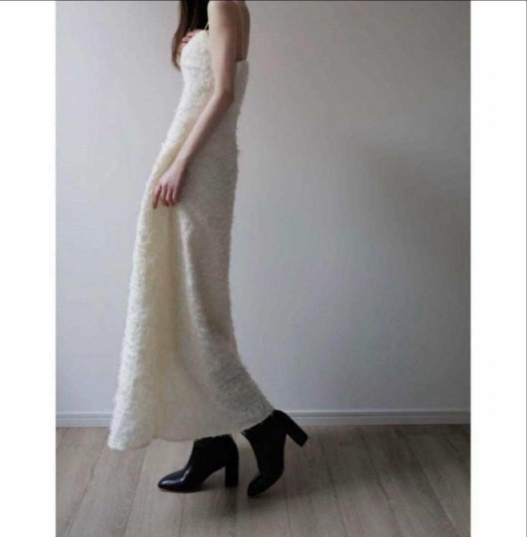 maison celon フリンジフェザーキャミソールワンピース