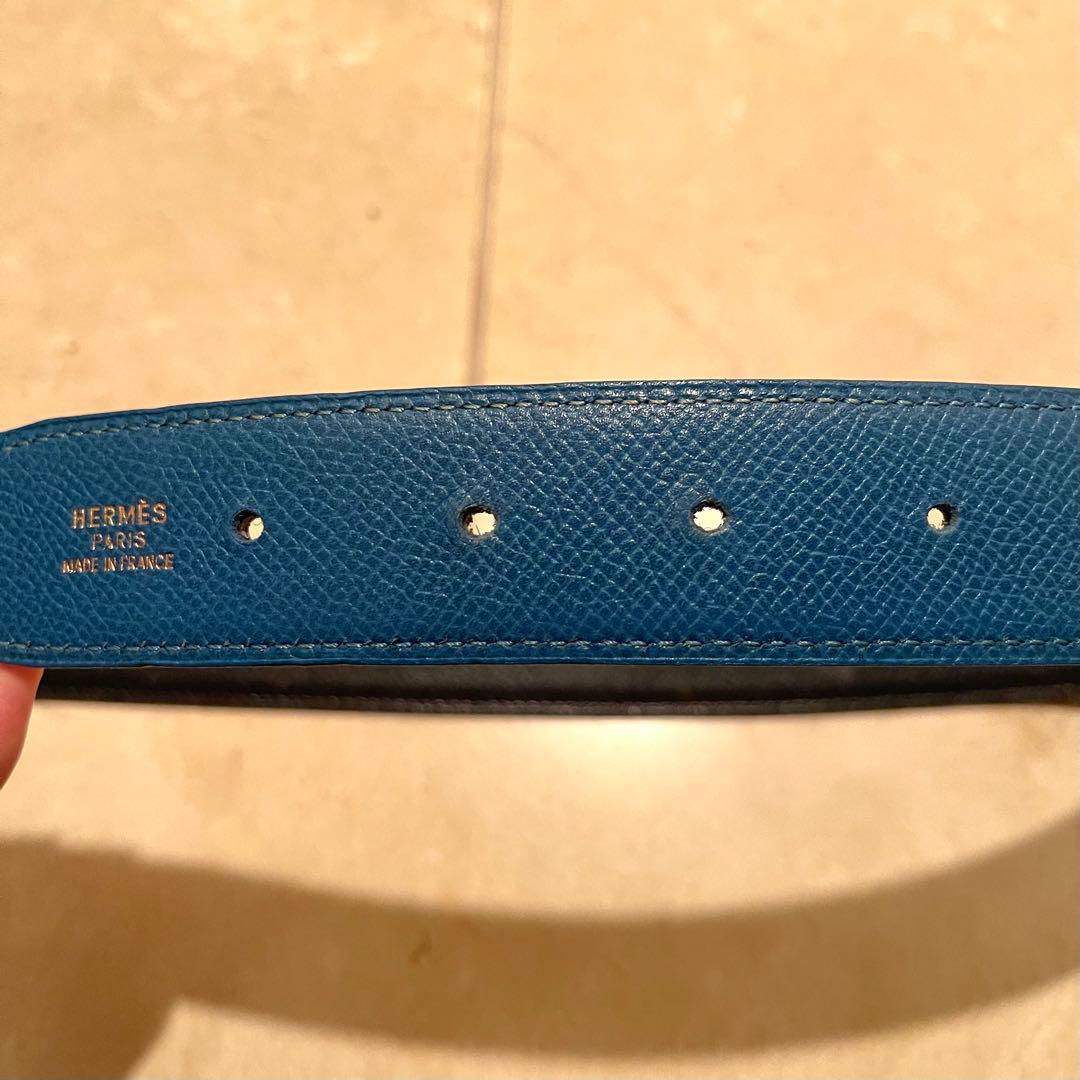 HERMES コンスタンス ブルーレザー ベルト
