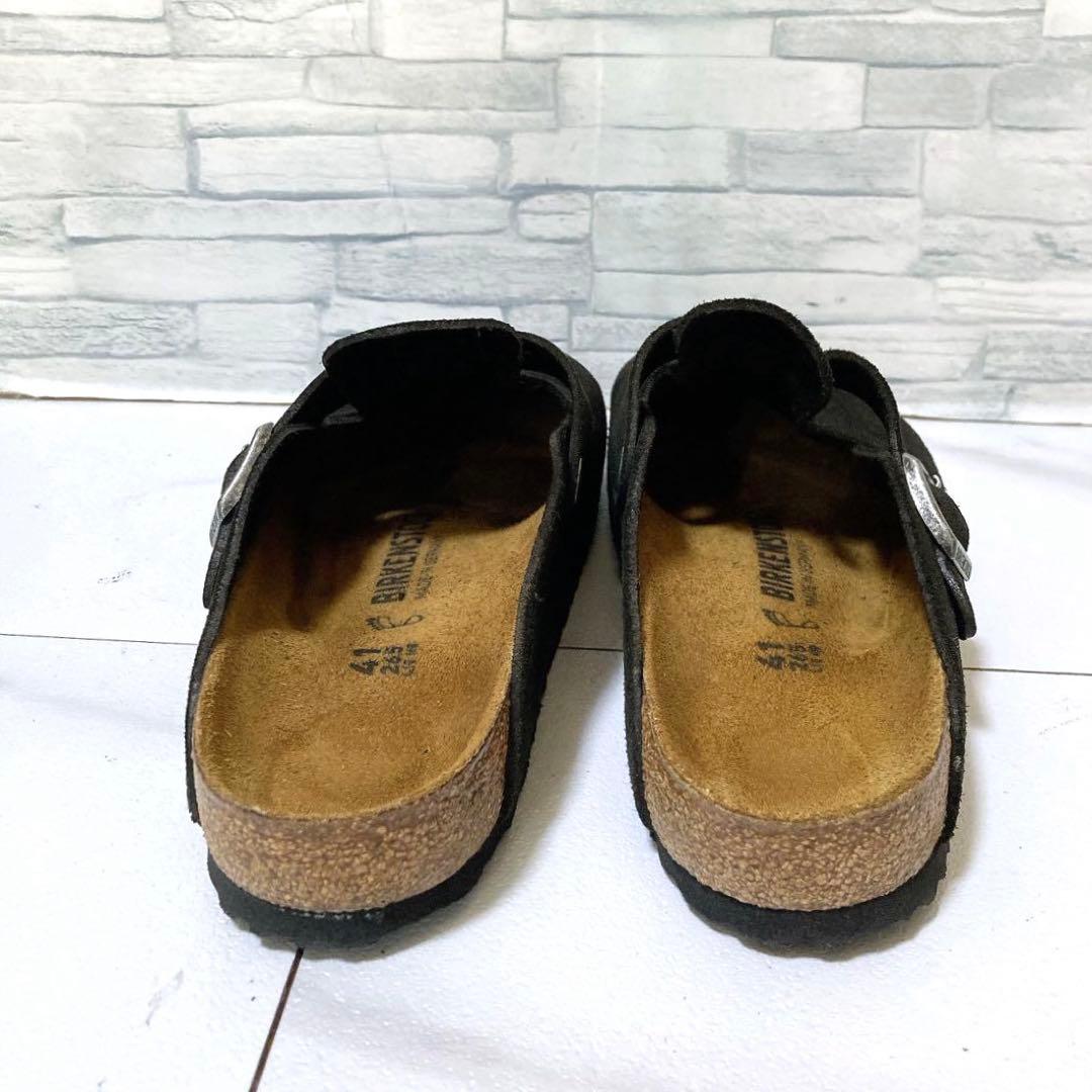 極美品 ビルケンシュトック ボストン サボサンダル スエードレザー 黒 26.5