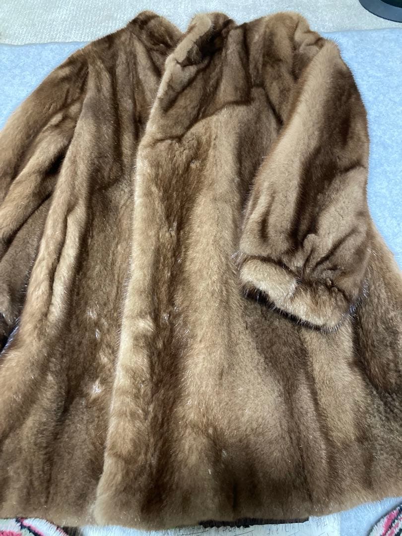 ブラウン ミンク毛皮コート オーバーサイズ