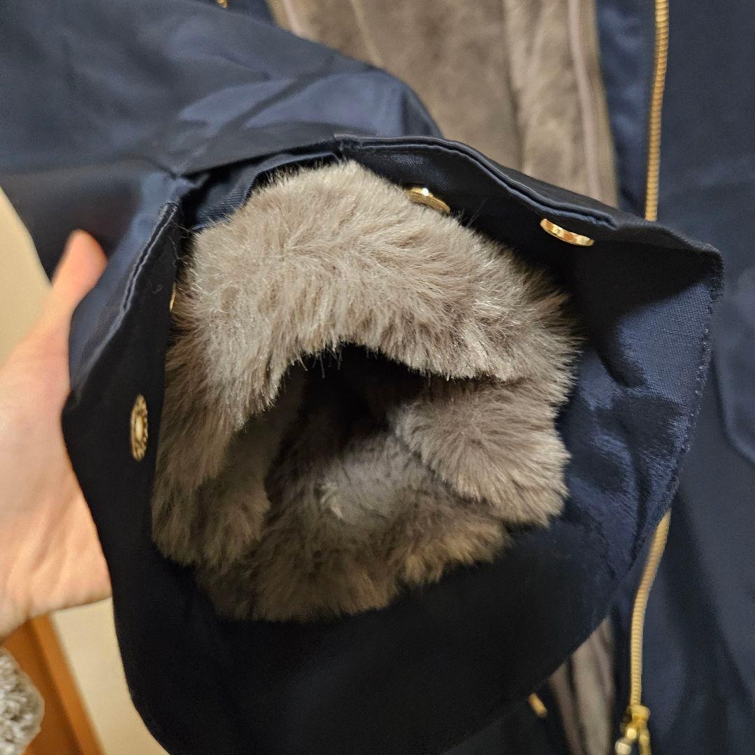 ネイビー　撥水　4way　フェイクファーライナー　ロング　マンパ