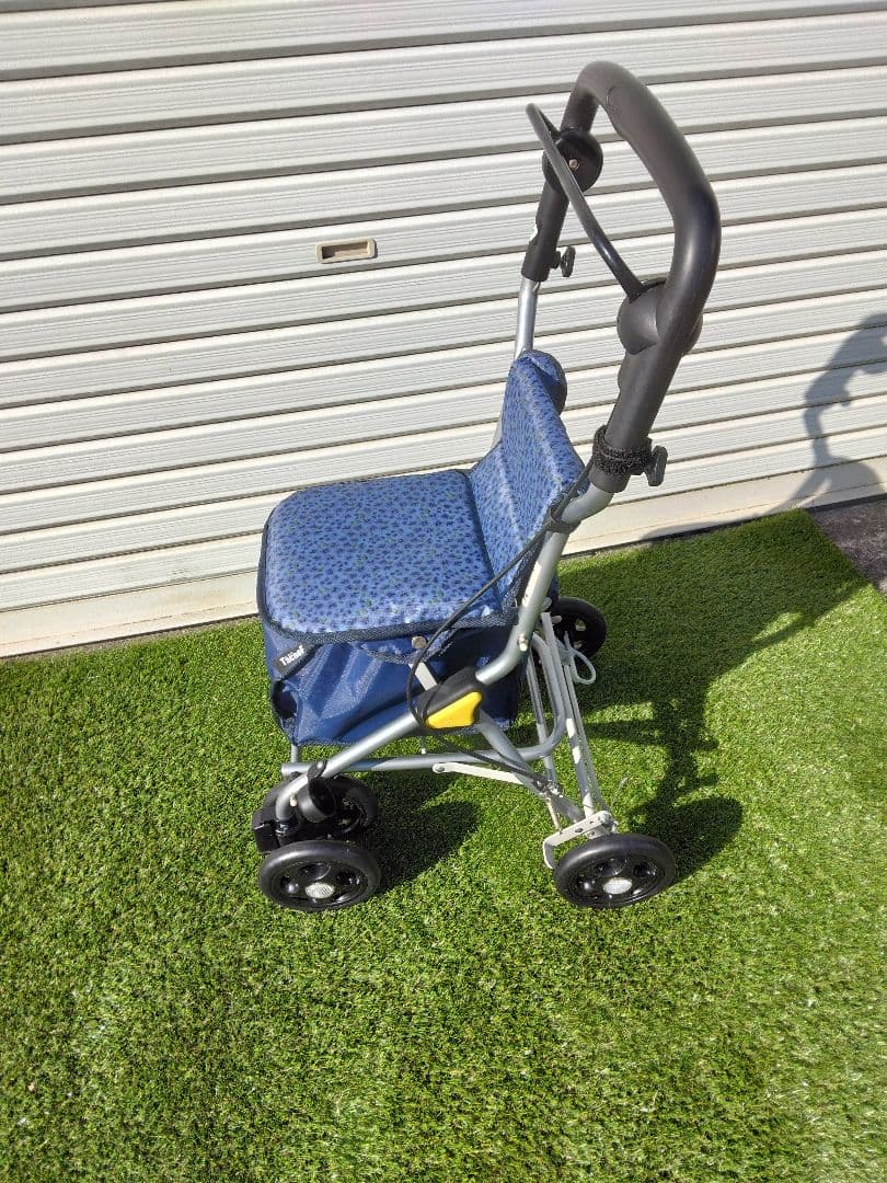 幸和製作所　青色シルバーカー WalkingStecky折りたたみ式 4輪