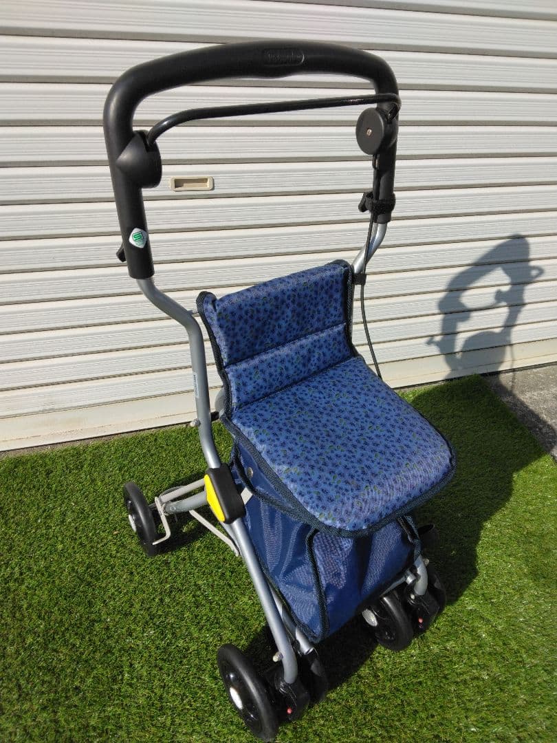 幸和製作所　青色シルバーカー WalkingStecky折りたたみ式 4輪