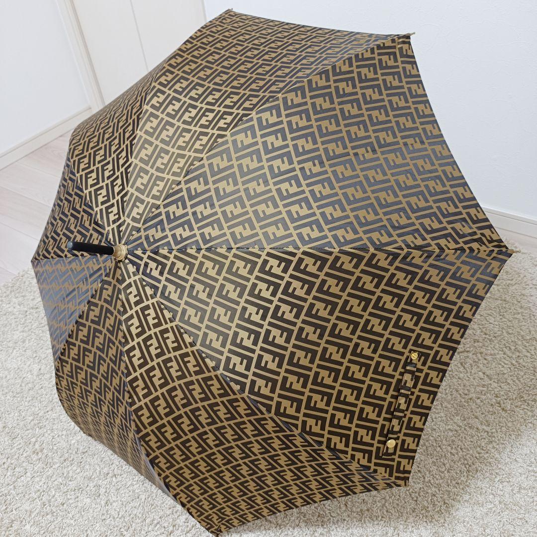 美品FENDI フェンディズッカ FF 高級 傘 ブラウン ゴールド イタリア製
