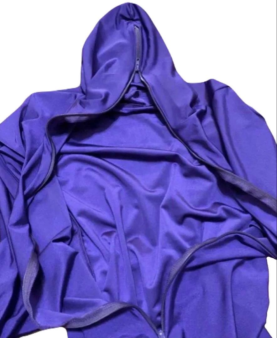 即購入OK。Lサイズパープル男性用凸仕様ゼンタイフルフェイスマスク全身タイツ