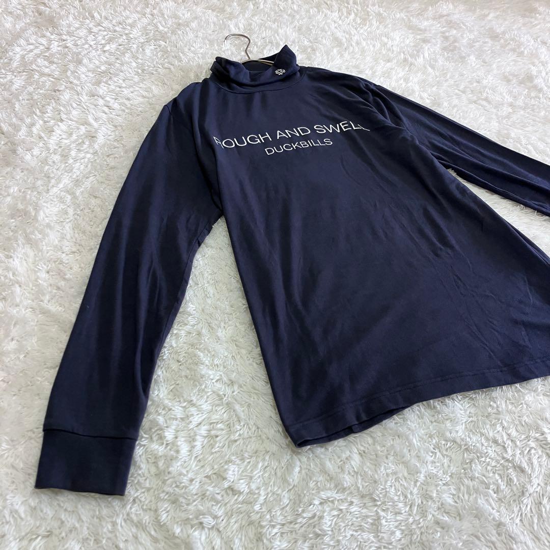 ラフアンドスウェル　長袖　モックネック シャツ　ネイビー M 日本製