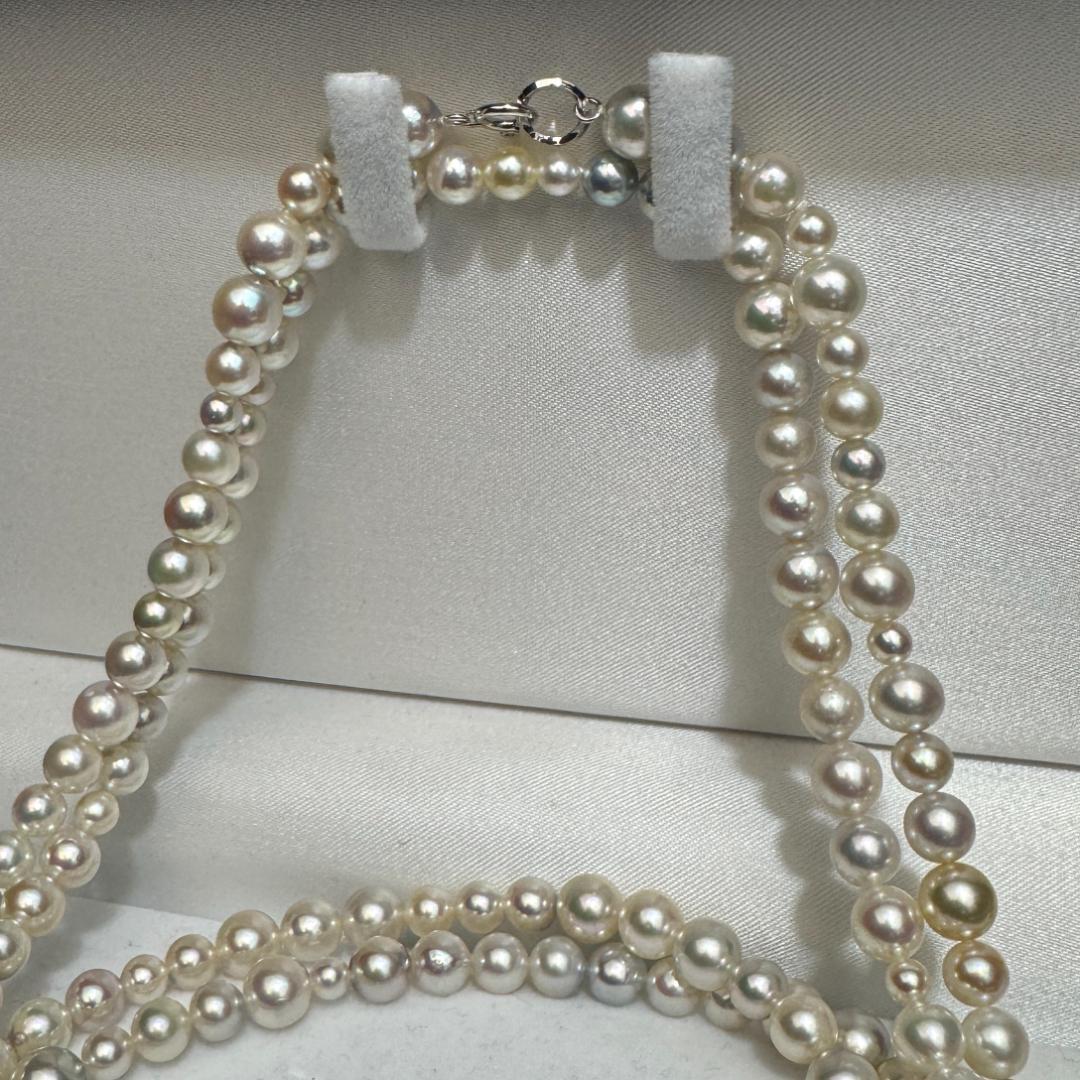 テリ最強 最高品質✨ 18KWG あこや真珠 ナチュラルカラー ロングネックレス