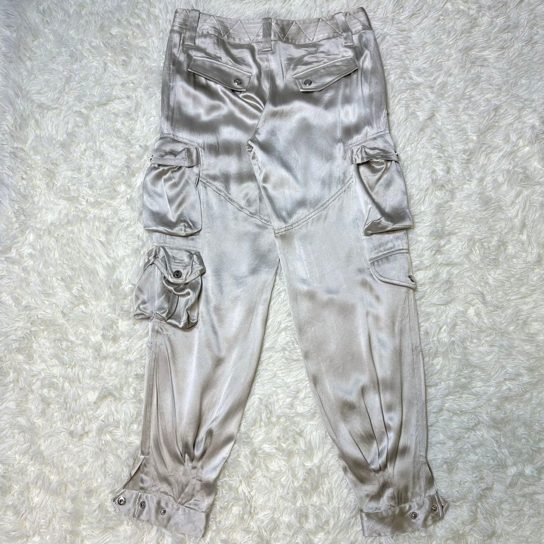 超希少 ラルフローレン ブラックレーベル シルク 絹　カーゴパンツ シルバー