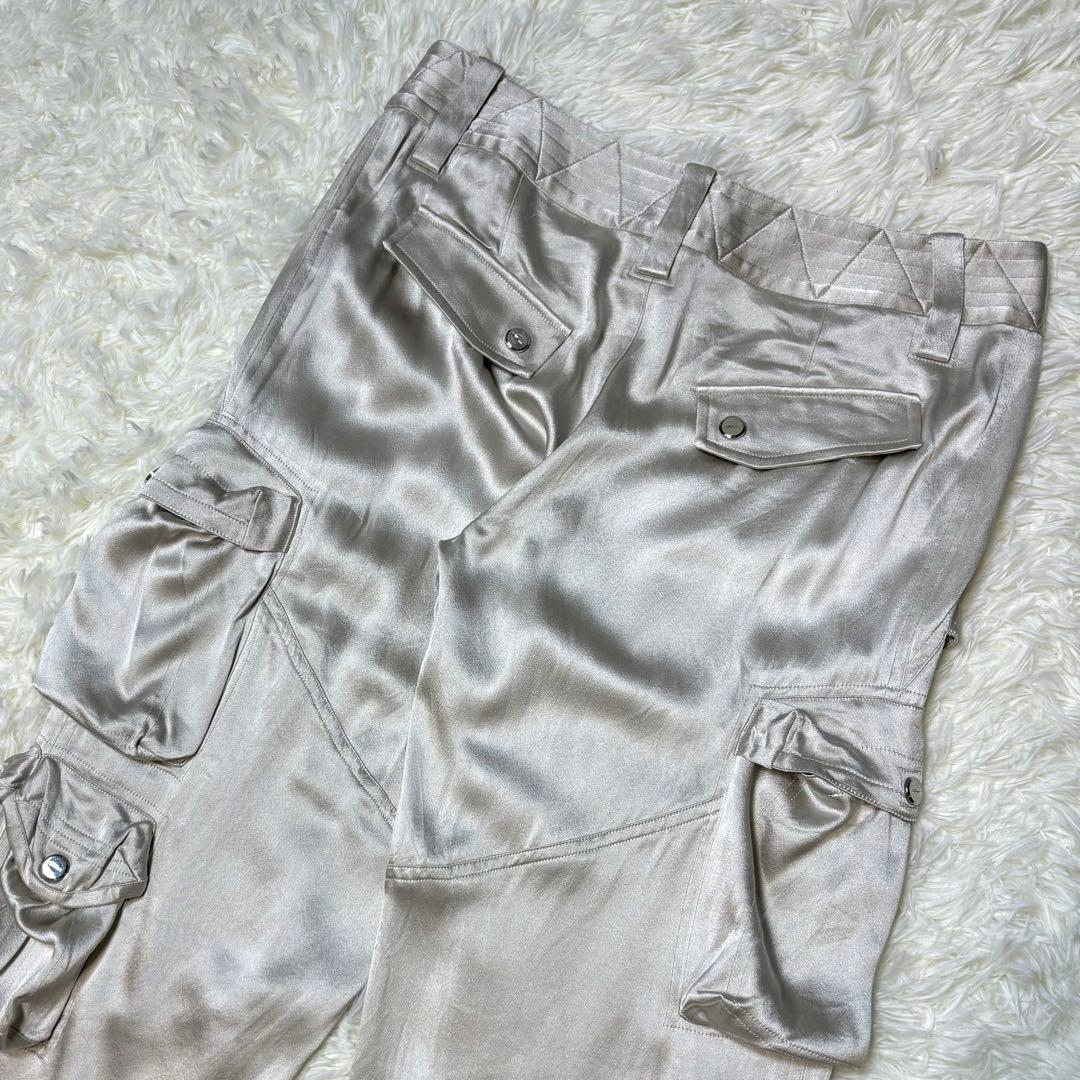 超希少 ラルフローレン ブラックレーベル シルク 絹　カーゴパンツ シルバー