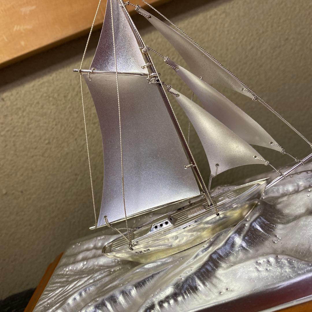 銀製　ヨット置物25cm24.5cm