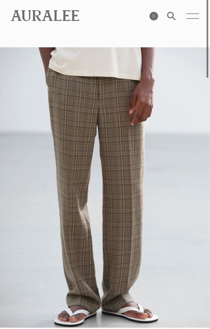 《新品》　AURALEE SILK LINEN NEP CHECK SLACKS