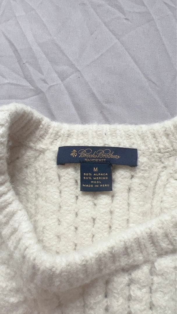 Brooks Brothers ケーブルニットセーター M ホワイト　アンゴラ