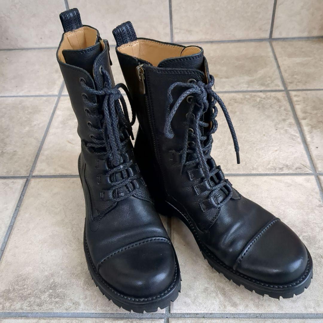 SAYA　レースアップブーツ　本革　黒　23cm　Viblamソール