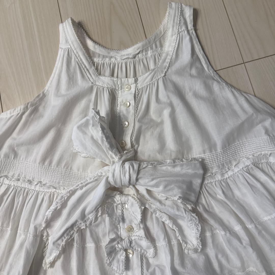 ホワイトコットンノースリーブチュニック