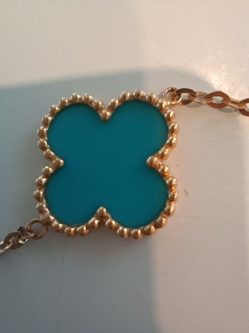 K14ターコイズブルー クローバーネックレス