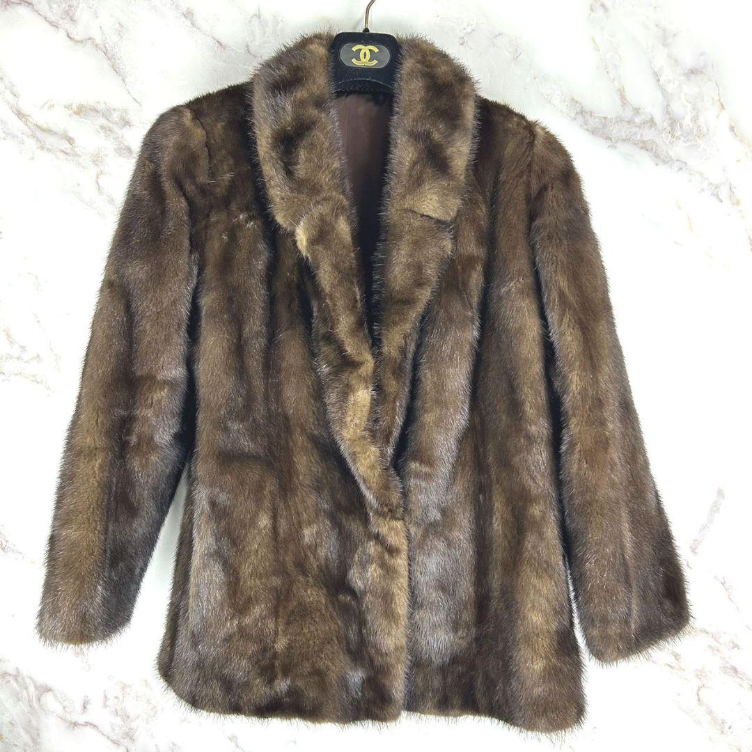 SAGA MINK 銀タグブラウンファーコート13号