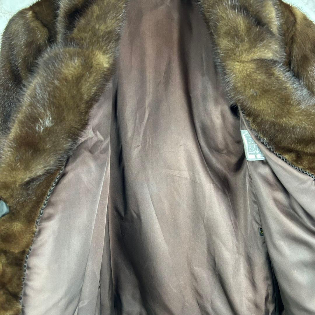 SAGA MINK 銀タグブラウンファーコート13号