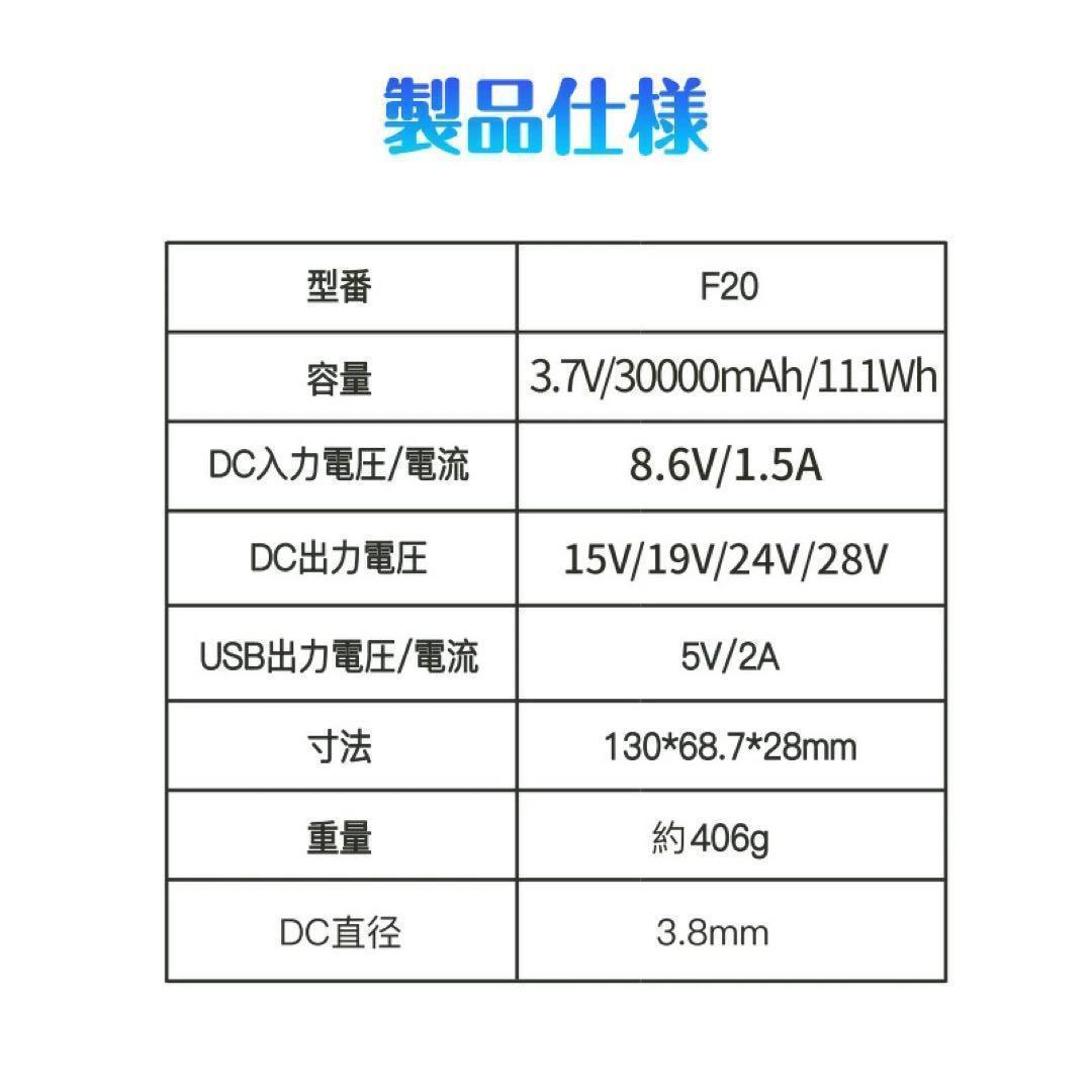 大特価❤バッテリー セット 28V高電圧出力 30000mAh バッテリーファン