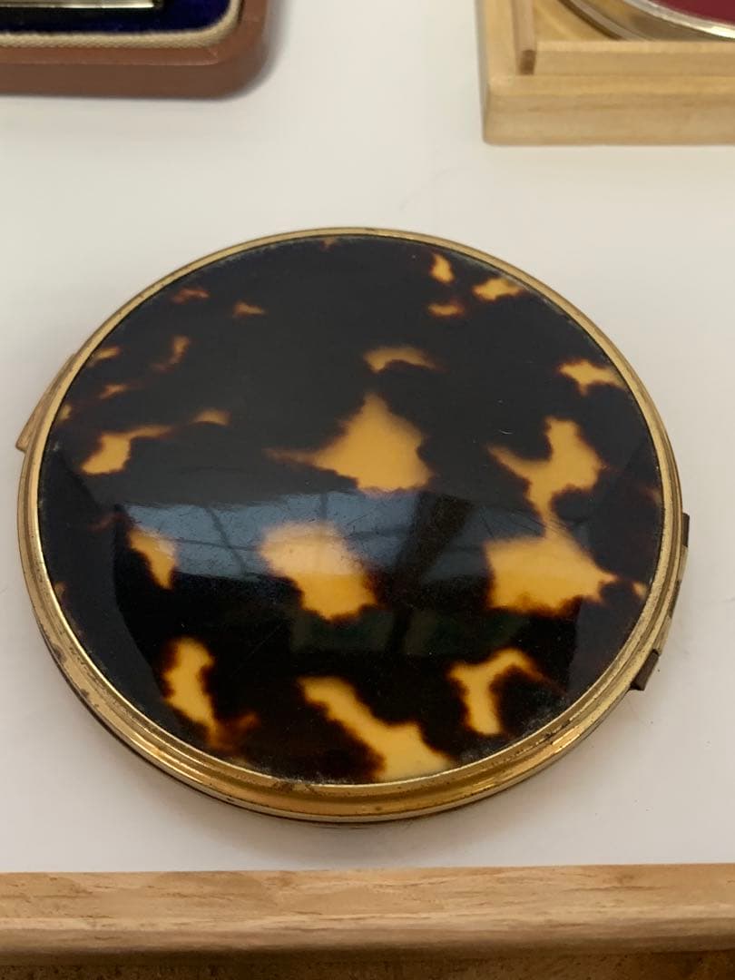 鼈甲　銀製　金彩　ミラー　鏡　ミニコン　小物入れ　まとめ　アンティーク　送料込み