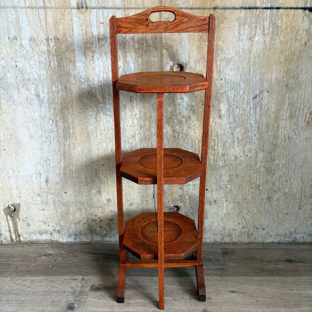 英国アンティーク　ケーキスタンド　アフタヌーンティー　折り畳み　ヴィンテージ