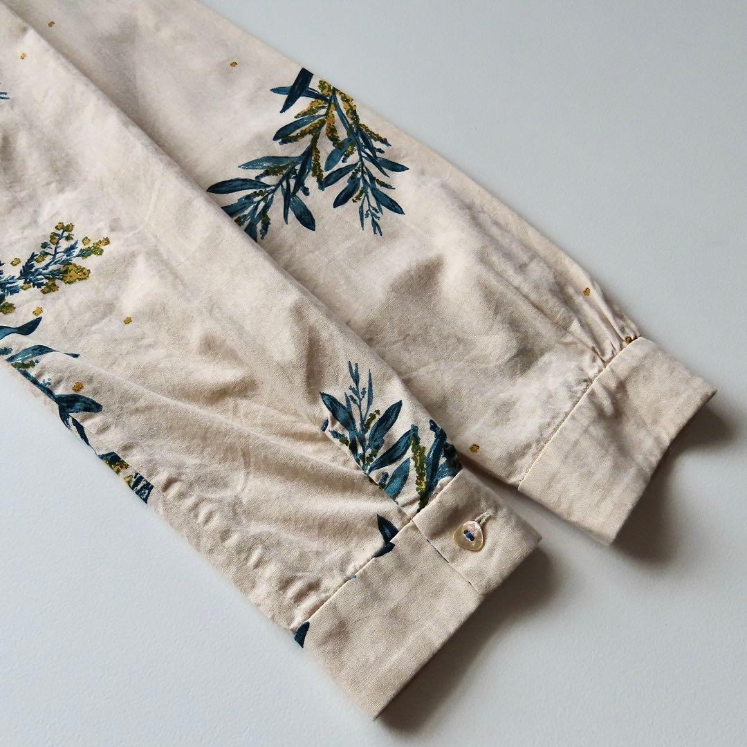 LOOK掲載 vm 手捺染リーフプリント バックギャザーシャツワンピース 0