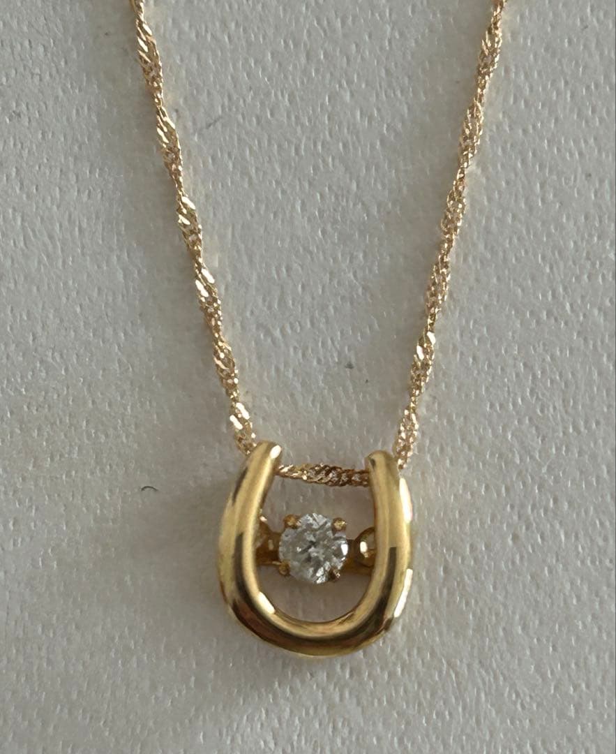 K18YG ホースシュー　ダイヤ　ネックレス