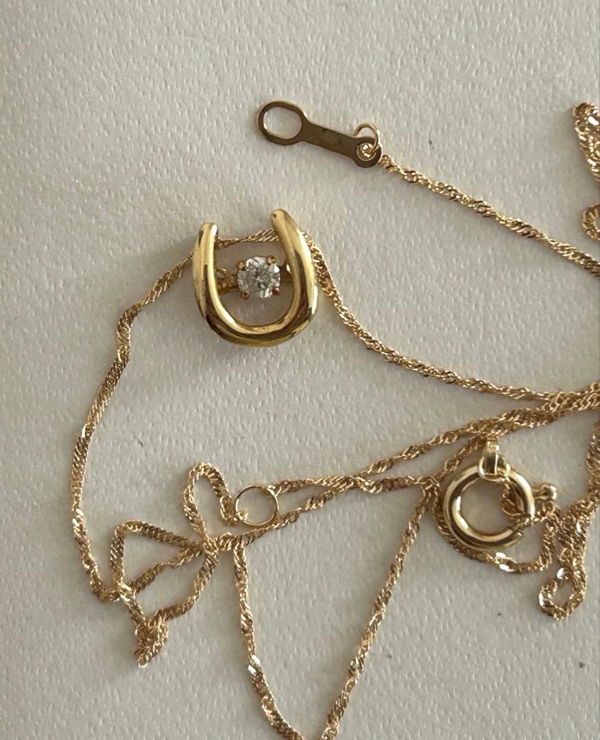 K18YG ホースシュー　ダイヤ　ネックレス