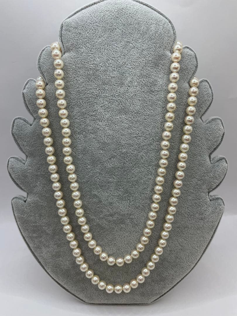 あこや真珠silverネックレス　2連　本真珠　パール　8mm