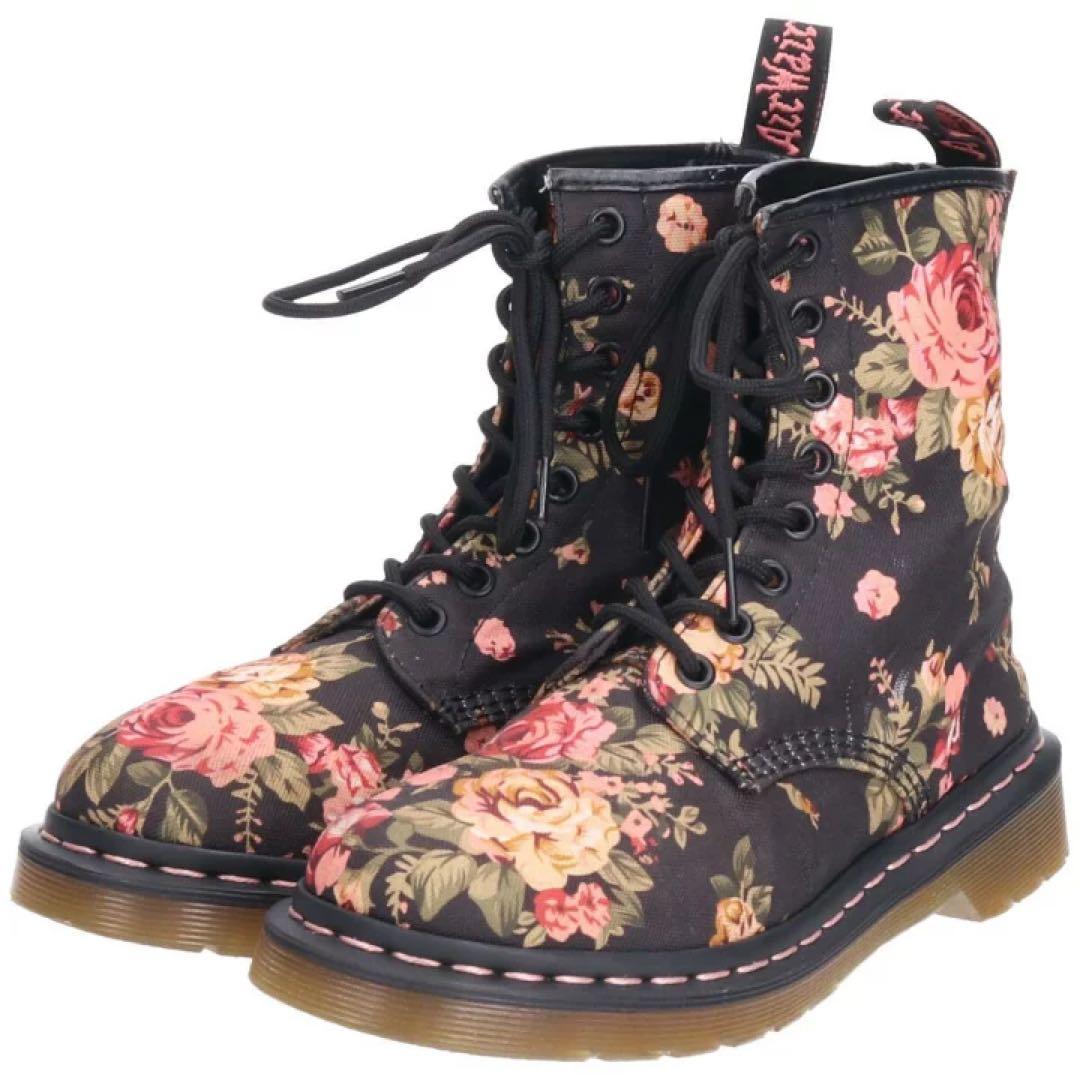 Dr.Martins ドクターマーチン　花柄　ブーツ　ピンクステッチ　23cm